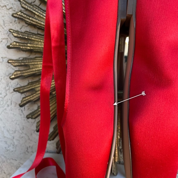 J. CREW Ruby Red Satin Lace Up Ballet Slippers Flats Pointe Shoe Style Flats - Picture 14 of 17